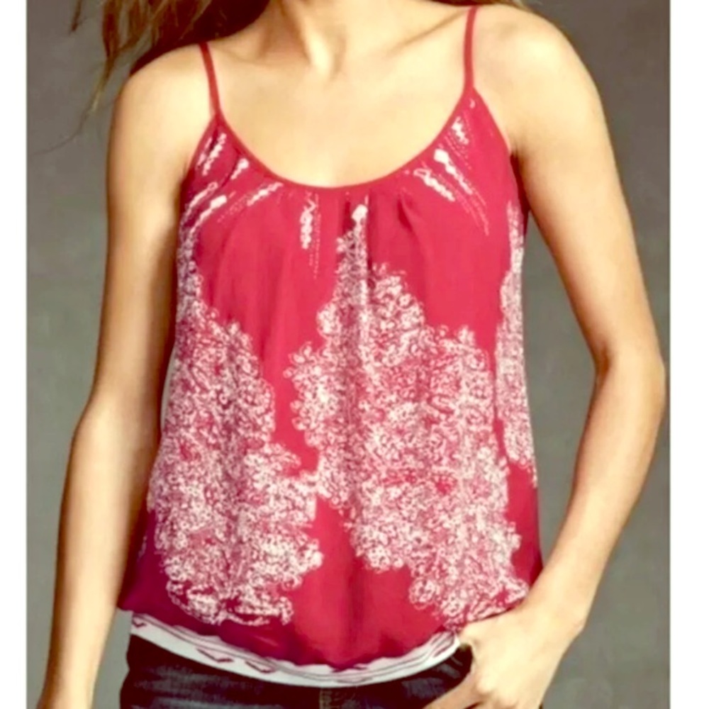 CAbi Red Print Heart of CAbi Township Cami